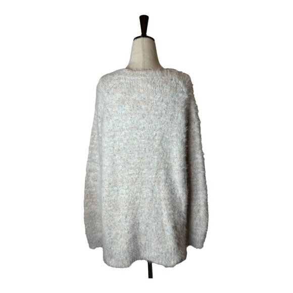 Lou & Grey Ivory Multi Color Fleck Fuzzy Soft‎ Crew Neck Sweater Size L - Picture 3 of 9
